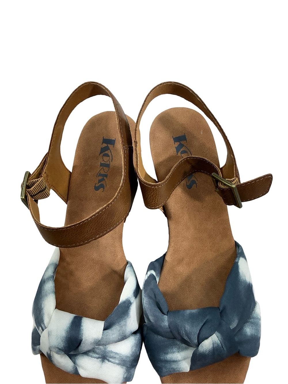 Korks Natalia Blue Combo Knot Platform Clog Sandals Size 10 - Picture 3 of 8